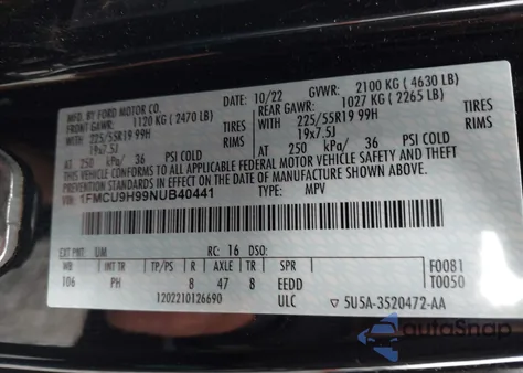 2022 Ford Escape Sel from USA, damaged, VIN 1FMCU9H99NUB40441